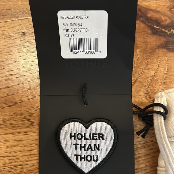 NWT Mother Jeans- The Dazzler Ankle Fray. Superstition (off white/cream color) - Picture 3 of 3